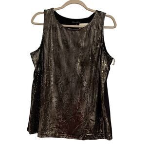Allison Andrews Gold Sequin on Black Tank Top NWT Size XL